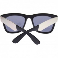 Square Retro Modern Sunglasses Thick Square Frame Bold Metal Accent - Matte Black Silver - C211NIERSCF $10.11
