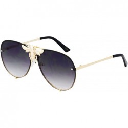 Oversized Pilot Sunglasses Oversize Metal Frame Vintage Retro Men Women Shades - Black - C018T2E5ETM $22.33
