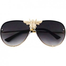 Oversized Pilot Sunglasses Oversize Metal Frame Vintage Retro Men Women Shades - Black - C018T2E5ETM $11.77