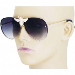 Oversized Pilot Sunglasses Oversize Metal Frame Vintage Retro Men Women Shades - Black - C018T2E5ETM $11.77