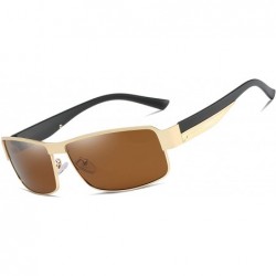 Rectangular Polarized Sunglasses for Men Driving Rectangular Sun Glasses Women lentes de sol - Gold Brown - CB194W8MUXU $34.03