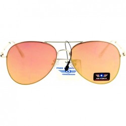 Aviator Air Force Aviator Sunglasses Unisex Spring Hinge Metal Frame Mirror Lens - Gold (Pink Mirror) - CD1853L85E7 $8.16
