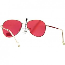 Aviator Air Force Aviator Sunglasses Unisex Spring Hinge Metal Frame Mirror Lens - Gold (Pink Mirror) - CD1853L85E7 $8.16