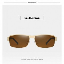 Rectangular Polarized Sunglasses for Men Driving Rectangular Sun Glasses Women lentes de sol - Gold Brown - CB194W8MUXU $20.51