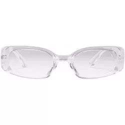 Square Women's Fashion Rectangle Small Sunglasses UV400 Protection Shades Glasses for Outdoor Activities - Clear - C9195TXS79...