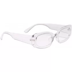 Square Women's Fashion Rectangle Small Sunglasses UV400 Protection Shades Glasses for Outdoor Activities - Clear - C9195TXS79...