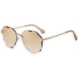 Rimless Sunglasses For Women Oversized Rimless Diamond Cutting Lens Sun Glasses AE0534 - Gold Frame/Gradient Brown - CG199I5W...