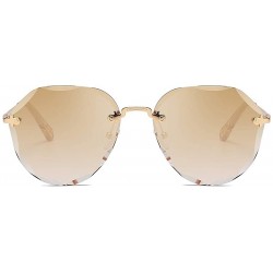 Rimless Sunglasses For Women Oversized Rimless Diamond Cutting Lens Sun Glasses AE0534 - Gold Frame/Gradient Brown - CG199I5W...