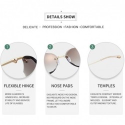 Rimless Sunglasses For Women Oversized Rimless Diamond Cutting Lens Sun Glasses AE0534 - Gold Frame/Gradient Brown - CG199I5W...