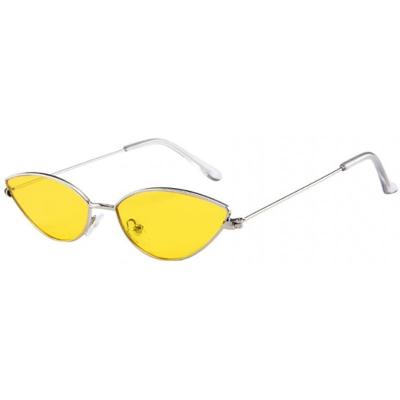 Aviator Cat Eye Sunglasses for Women Men Vintage Oval Small Frame Sun Glasses Eyewear (C) - C - CH1902SI3GA $9.54