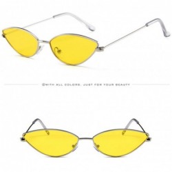 Aviator Cat Eye Sunglasses for Women Men Vintage Oval Small Frame Sun Glasses Eyewear (C) - C - CH1902SI3GA $9.54