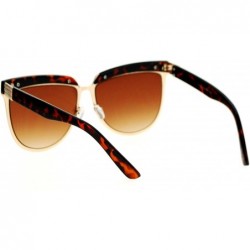 Rectangular Oversize Brow Trim Rectangular Butterfly Metal Frame Womens Sunglasses - Gold Tortoise - CX12KRWT1Z7 $10.90