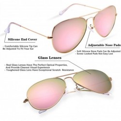 Aviator Classic Aviator Sunglasses for Men Women 100% Real Glass Lens Metal Frame Pilot Sun Glasses Shades-60MM - C51945EUZLC...