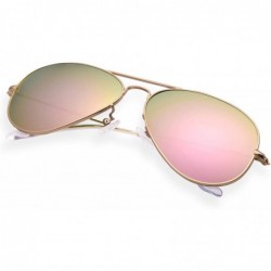 Aviator Classic Aviator Sunglasses for Men Women 100% Real Glass Lens Metal Frame Pilot Sun Glasses Shades-60MM - C51945EUZLC...
