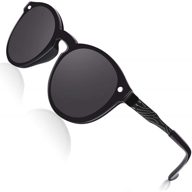 Round Futuristic Shield Rimless Mirrored Lens Sunglasses MEO5 - Black Grey - CG17YK2UQSI $16.15