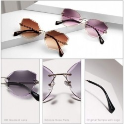Round DESIGN Fashion Sun Glasses RimlWomen Sunglasses Vintage Alloy Frame Classic Shades Oculo - Orange Gradient - C1197A2XKM...