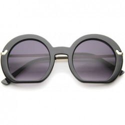 Round Women's High Fashion Flat Bottom Oversize Round Sunglasses 50mm - Black / Lavender - CF12I21RHT7 $18.43