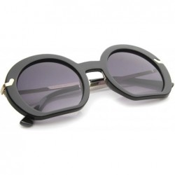 Round Women's High Fashion Flat Bottom Oversize Round Sunglasses 50mm - Black / Lavender - CF12I21RHT7 $10.60