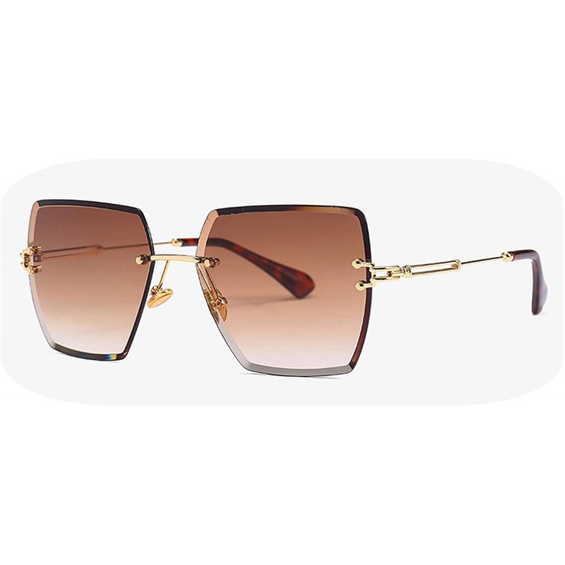 Semi-rimless Womens RimlSunglasses Metal Gradient Lens Brown Black Square Sun Glasses Accessories Summer 2018 - Brown - CA197...