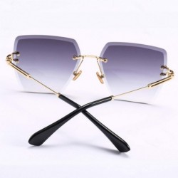 Semi-rimless Womens RimlSunglasses Metal Gradient Lens Brown Black Square Sun Glasses Accessories Summer 2018 - Brown - CA197...