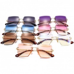 Semi-rimless Womens RimlSunglasses Metal Gradient Lens Brown Black Square Sun Glasses Accessories Summer 2018 - Brown - CA197...