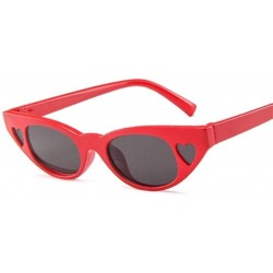 Cat Eye Cat Eye Sunglasses Women Small Love Vintage Sun Glasses For Ladies Retro Color Lens - Redgray - CJ198XTD3ZA $20.00