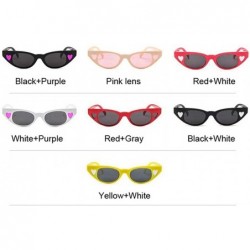 Cat Eye Cat Eye Sunglasses Women Small Love Vintage Sun Glasses For Ladies Retro Color Lens - Redgray - CJ198XTD3ZA $11.17