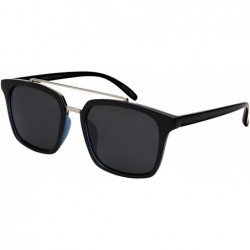 Square Fashion Unisex Horned Rim Sunglasses Double Brow Bar Design 53108TT-SD - CN18OKRO783 $21.36