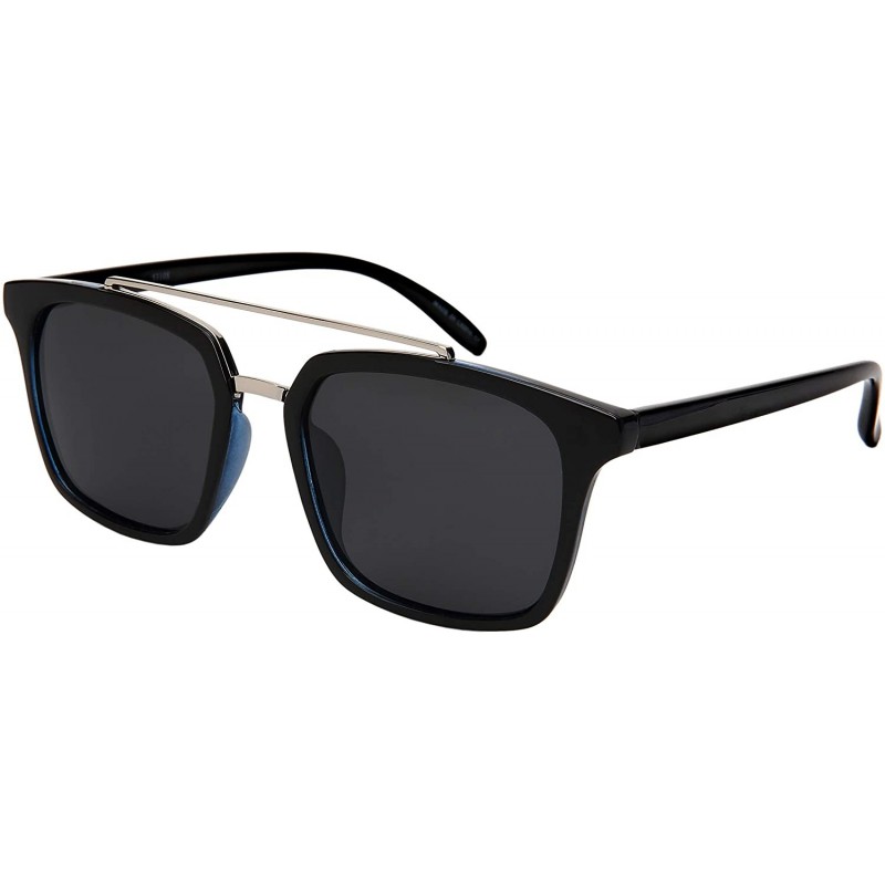 Square Fashion Unisex Horned Rim Sunglasses Double Brow Bar Design 53108TT-SD - CN18OKRO783 $12.10