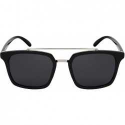 Square Fashion Unisex Horned Rim Sunglasses Double Brow Bar Design 53108TT-SD - CN18OKRO783 $12.10