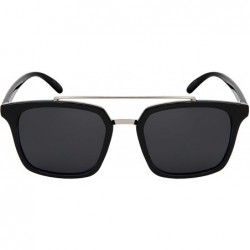 Square Fashion Unisex Horned Rim Sunglasses Double Brow Bar Design 53108TT-SD - CN18OKRO783 $12.10