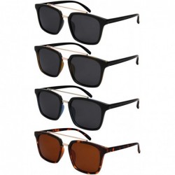 Square Fashion Unisex Horned Rim Sunglasses Double Brow Bar Design 53108TT-SD - CN18OKRO783 $19.82