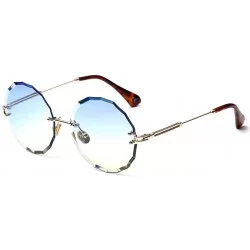 Rimless Round Sunglasses for Women Clear Lens Sun Glasses Retro Female Gift Items UV400 - Blue Yellow - CY18SM67U47 $21.33