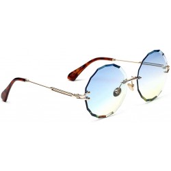 Rimless Round Sunglasses for Women Clear Lens Sun Glasses Retro Female Gift Items UV400 - Blue Yellow - CY18SM67U47 $12.19