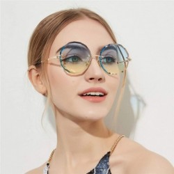 Rimless Round Sunglasses for Women Clear Lens Sun Glasses Retro Female Gift Items UV400 - Blue Yellow - CY18SM67U47 $12.19