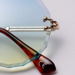 Rimless Round Sunglasses for Women Clear Lens Sun Glasses Retro Female Gift Items UV400 - Blue Yellow - CY18SM67U47 $12.19