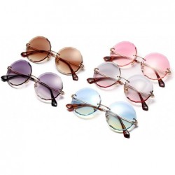 Rimless Round Sunglasses for Women Clear Lens Sun Glasses Retro Female Gift Items UV400 - Blue Yellow - CY18SM67U47 $12.19