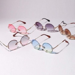 Rimless Round Sunglasses for Women Clear Lens Sun Glasses Retro Female Gift Items UV400 - Blue Yellow - CY18SM67U47 $12.19