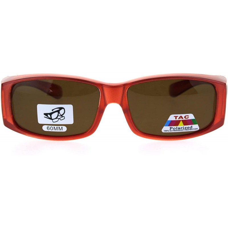 Rectangular Polarized Womens Pearl Rectangular 60mm OTG Fit Over Sunglasses - Coral - CR185G5TKZK $10.70