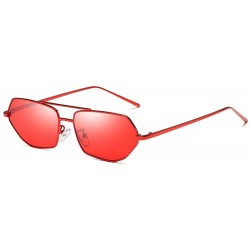 Square New polygon ladies fashion irregular metal frame square brand luxury designer women's sunglasses - Red - C818T97X6SM $...