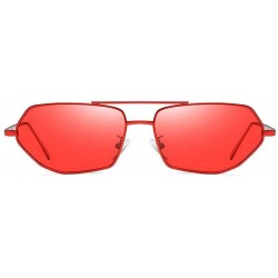 Square New polygon ladies fashion irregular metal frame square brand luxury designer women's sunglasses - Red - C818T97X6SM $...