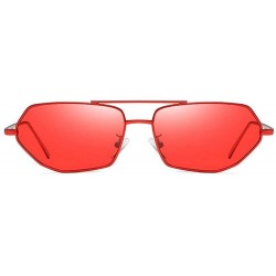 Square New polygon ladies fashion irregular metal frame square brand luxury designer women's sunglasses - Red - C818T97X6SM $...