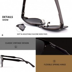 Semi-rimless Classic Polarized Semi Rimless Al-Mg Metal Alloy Sunglasses for Men Women - Gun Frame/Green Lens-mirrored - C818...