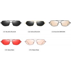 Square New polygon ladies fashion irregular metal frame square brand luxury designer women's sunglasses - Red - C818T97X6SM $...