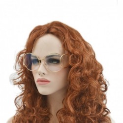 Oversized Cut-out Round Designer Celebrity Inspired Sunglasses With Box - Gold-clear - CN12LTKAWBH $13.20