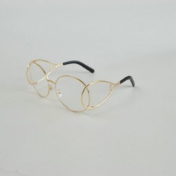 Oversized Cut-out Round Designer Celebrity Inspired Sunglasses With Box - Gold-clear - CN12LTKAWBH $13.20