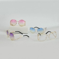 Oversized Cut-out Round Designer Celebrity Inspired Sunglasses With Box - Gold-clear - CN12LTKAWBH $13.20