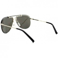 Oversized Rimless Aviator Sunglasses Oversized Metal Top Unisex Fashion (silver black- blue mirror) - CP12CLAPK1B $8.18