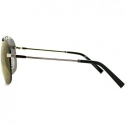 Oversized Rimless Aviator Sunglasses Oversized Metal Top Unisex Fashion (silver black- blue mirror) - CP12CLAPK1B $8.18