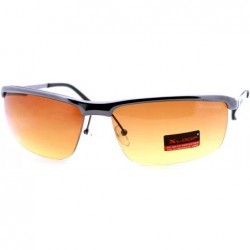 Rectangular HD High Definition Lens Sunglasses Half Metal Rim Rectangular Frame - Gunmetal - C112F9834UH $20.82